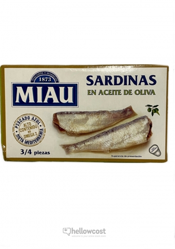 Miau Sardines à l&#039;huile d&#039;olive Boîte 120 gr.