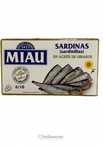 Miau Petites Sardines à l&#039;huile de Tournesol Boîte 85 gr.