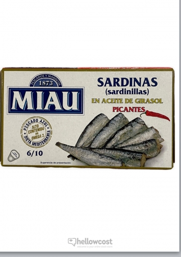 Miau Sardinillas Picantes en Aceite de Girasol Lata 90 gr.