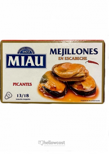 Miau Moules à la Sauce Marinade Épicées 13/18 Pièces Boîte 111 gr.