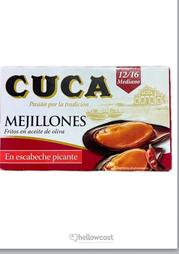 Cuca Mejillones en Escabeche Picantes 12/16 Piezas Lata 115 gr.