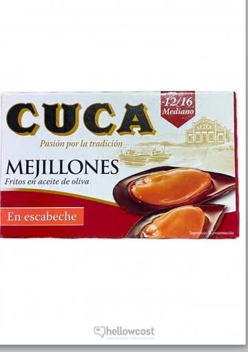 Cuca Mejillones en Escabeche 12/16 PIezas Lata 115 gr.