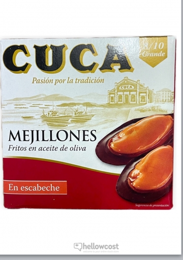 Cuca Mejillones en Escabeche 8/10 Piezas Lata Cuadrada 115 gr.
